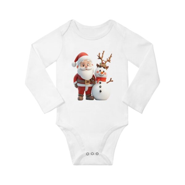 Cute Santa With Snowman Long Sleeve Onesies - Image 6