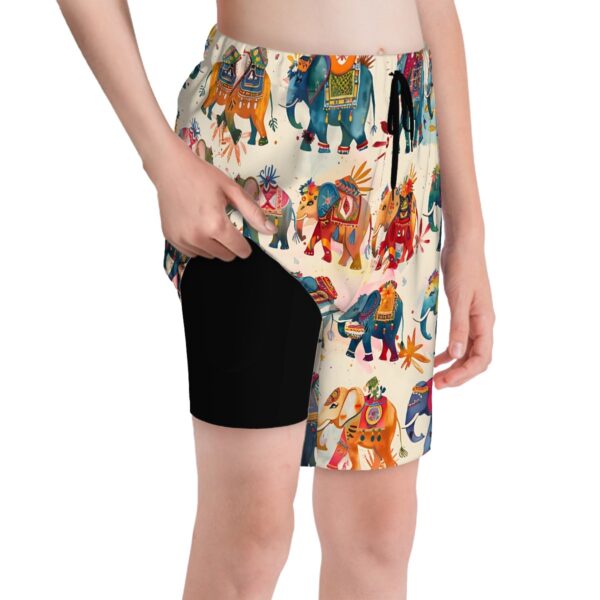 Boho Elephant Kids Swim Trunks - Image 5