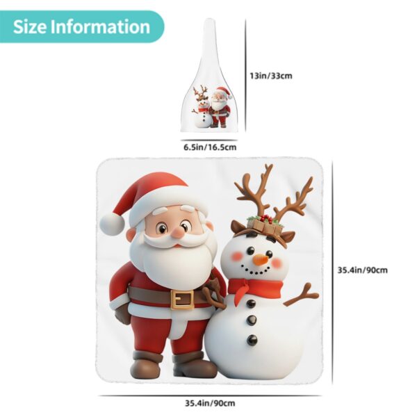 Cute Santa With Snowman Baby Swaddle Blanket & Beanie Hat Set - Image 3