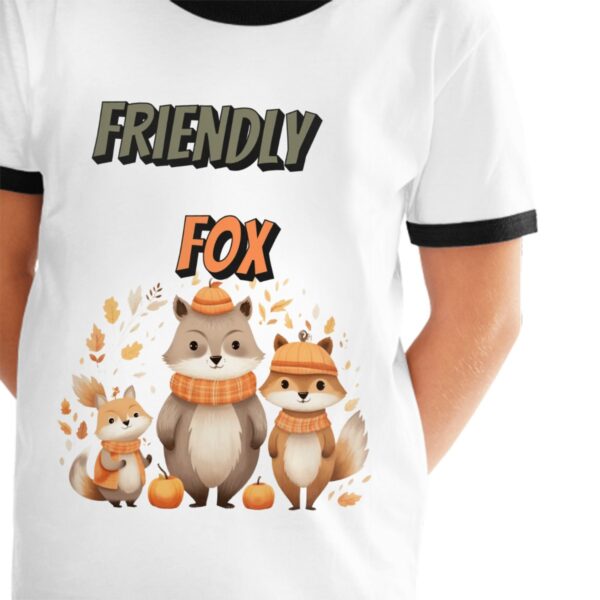 Christmas Friendly Fox T Shirts for Teens with Black Border - Image 2