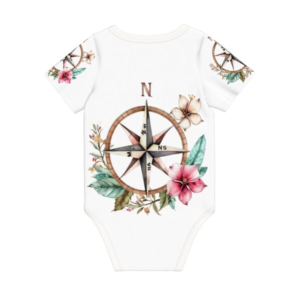 Floral Compass Baby Short Sleeve Onesies - Image 4