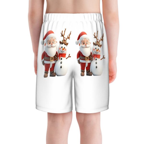 Cute Santa With Snowman Kids Swim Trunks - Image 6