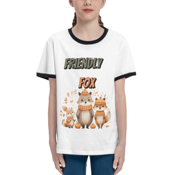 Christmas Friendly Fox T Shirts for Teens with Black Border - Image 3