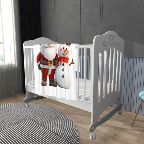 Cute Santa With Snowman Soft Plush Baby Blanket - Image 4