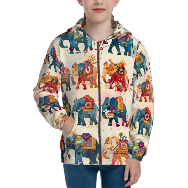 Boho Elephant Teen Zip Up Hoodie (Without Cord)