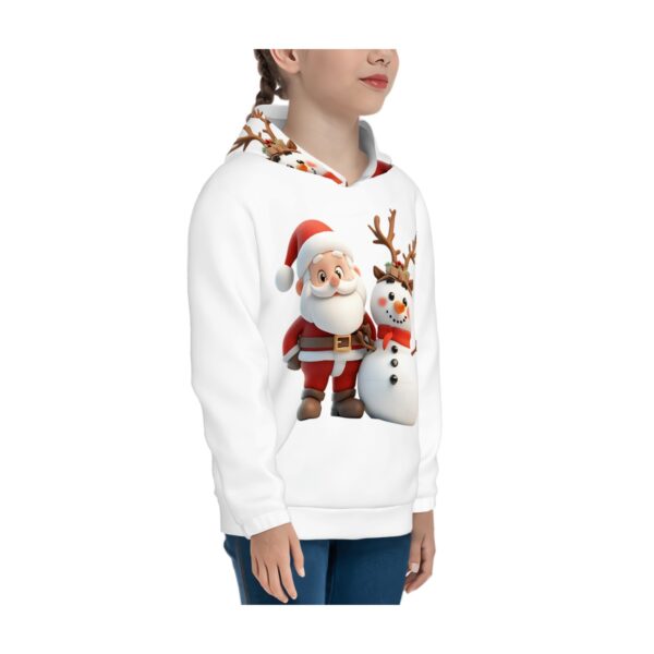 Cute Santa With Snowman Hoodies for Teens No Hood Cord - Image 2