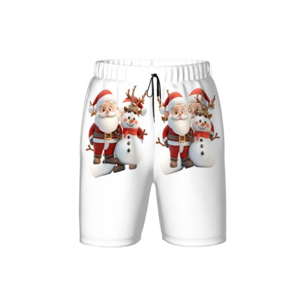 Cute Santa With Snowman Kids Swim Trunks