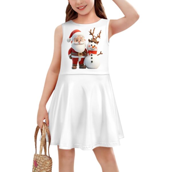 Cute Santa With Snowman Girls Dress