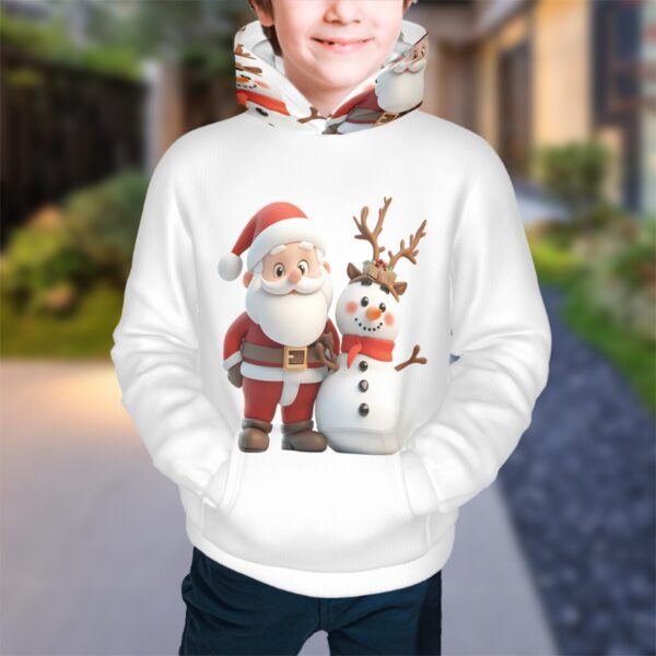 Cute Santa With Snowman Youth Hoodies - Image 2