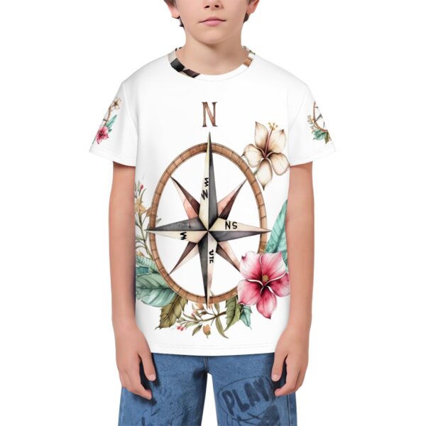 Floral Compass T Shirts for Teens (Multifaceted Design)