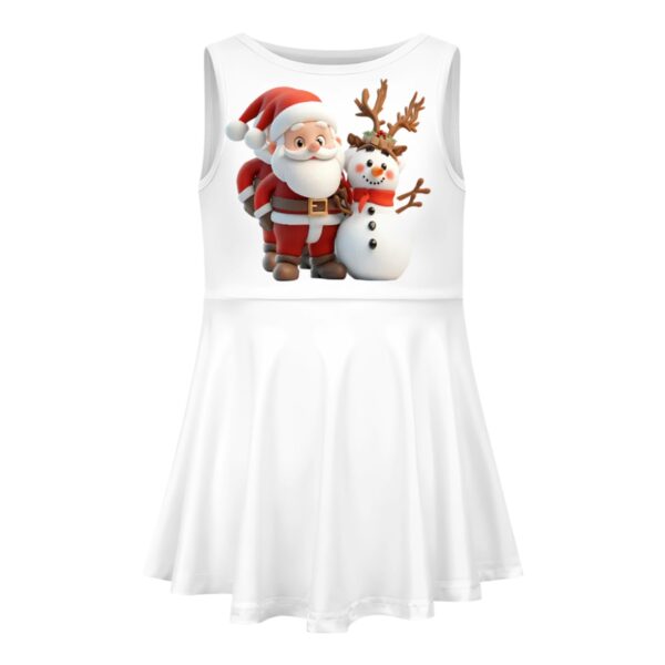 Cute Santa With Snowman Girls Dress - Image 3