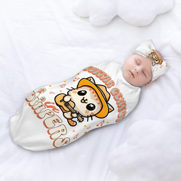 Guitar Genius Kitty Baby Swaddle Sack with Baby Headbands - Image 2