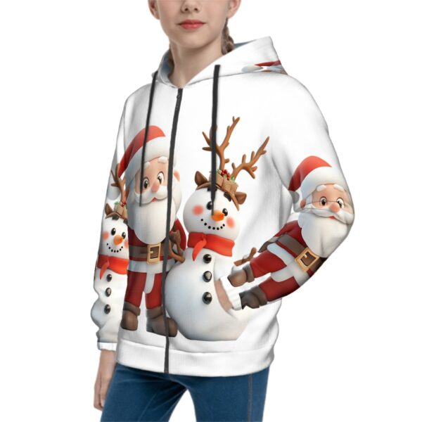 Cute Santa With Snowman Hoodies for Teens - Image 2