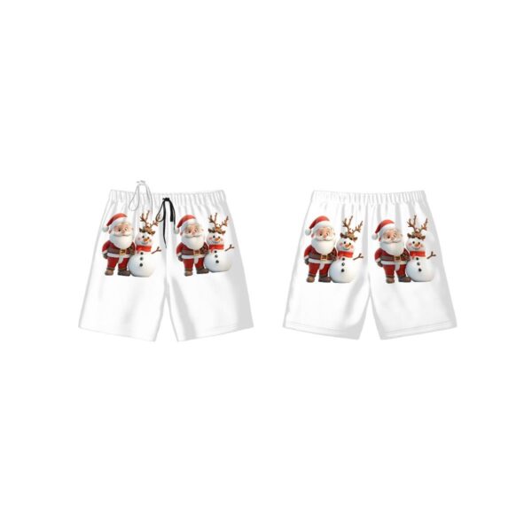 Cute Santa With Snowman Kids Swim Trunks - Image 7