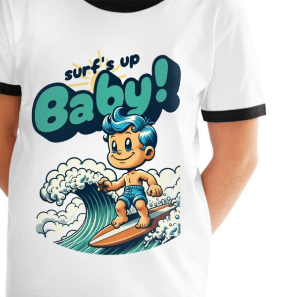 Baby Lets Surf T Shirts for Teens with Black Border - Image 2