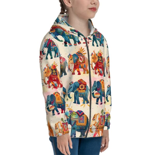 Boho Elephant Teen Zip Up Hoodie (Without Cord) - Image 3