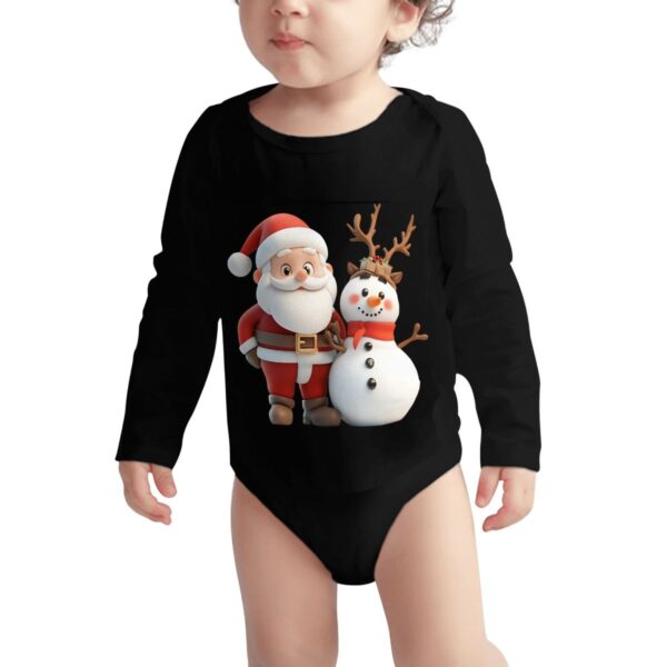 Cute Santa With Snowman Long Sleeve Onesies - Image 4