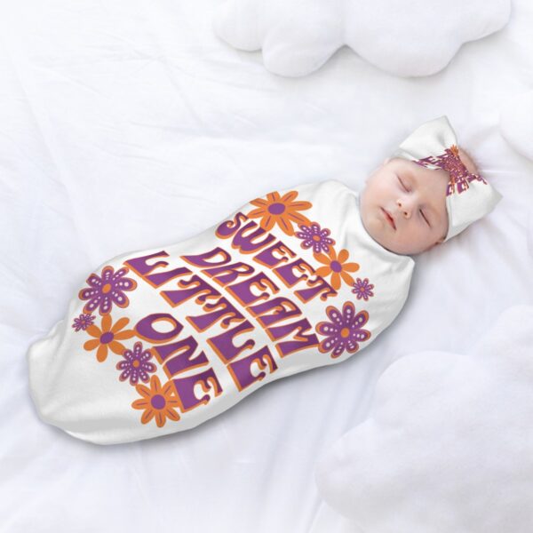 Sweet Dreams Little One Baby Swaddle Sack with Baby Headbands - Image 2