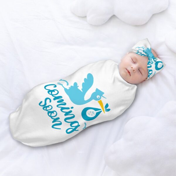 Baby Coming Soon Baby Swaddle Sack with Baby Headbands - Image 2