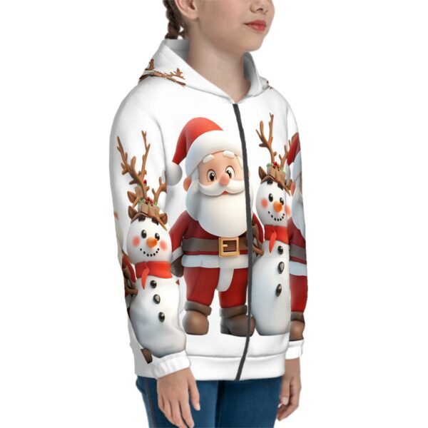 Cute Santa With Snowman Teen Zip Up Hoodie (Without Cord) - Image 3