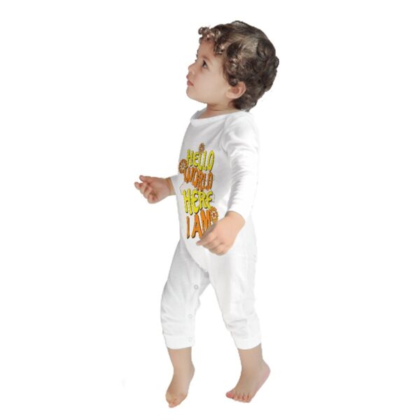 Hello World Baby Long Sleeve Romper - Image 8