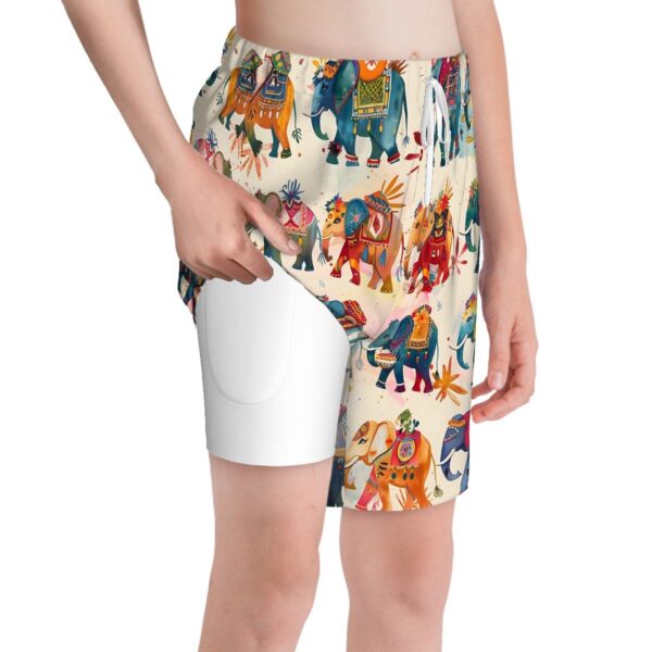 Boho Elephant Kids Swim Trunks - Image 9