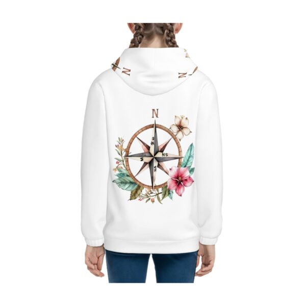 Floral Compass Hoodies for Teens No Hood Cord - Image 3