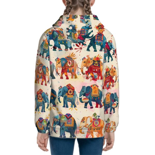 Boho Elephant Teen Zip Up Hoodie (Without Cord) - Image 4