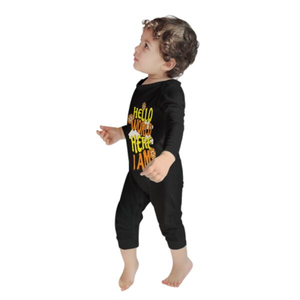 Hello World Baby Long Sleeve Romper - Image 4