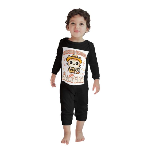 Guitar Genius Kitty Baby Long Sleeve Romper