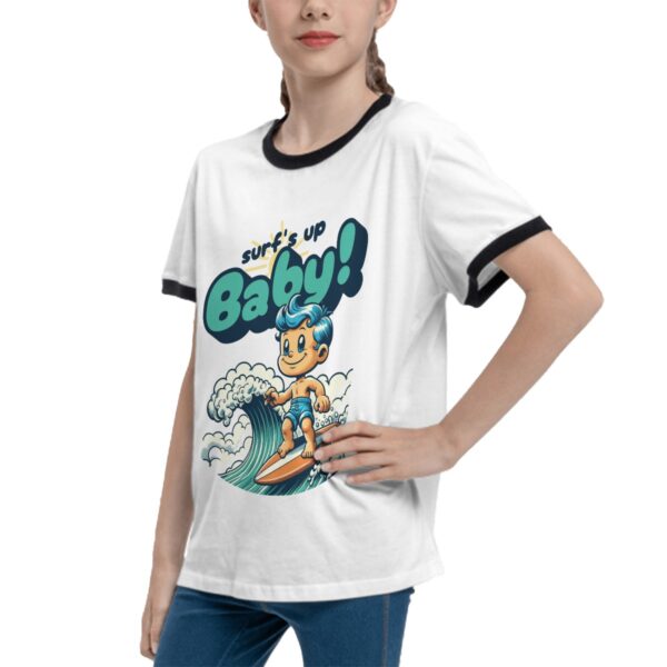 Baby Lets Surf T Shirts for Teens with Black Border - Image 5