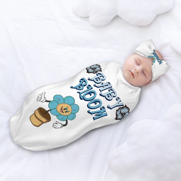 Cute Baby Bloom Baby Swaddle Sack with Baby Headbands - Image 2