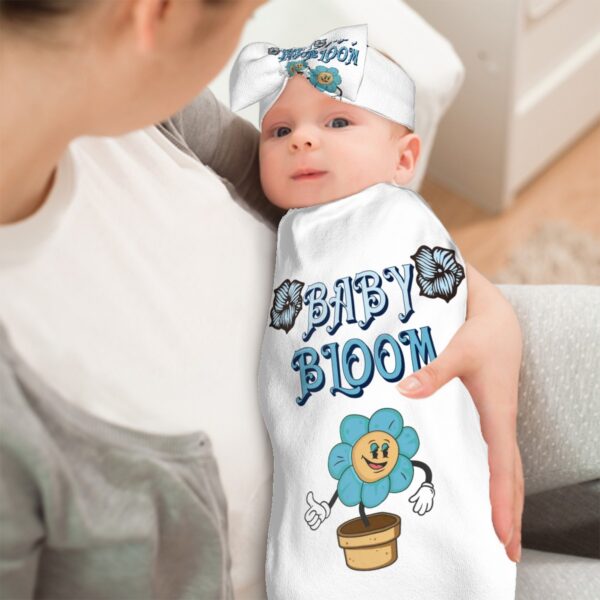 Cute Baby Bloom Baby Swaddle Sack with Baby Headbands - Image 3