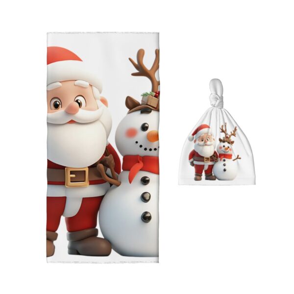 Cute Santa With Snowman Baby Swaddle Blanket & Beanie Hat Set - Image 2