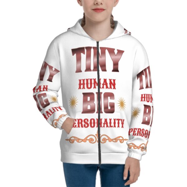 Tiny Human Big Personality Teen Zip Up Hoodie (Without Cord)