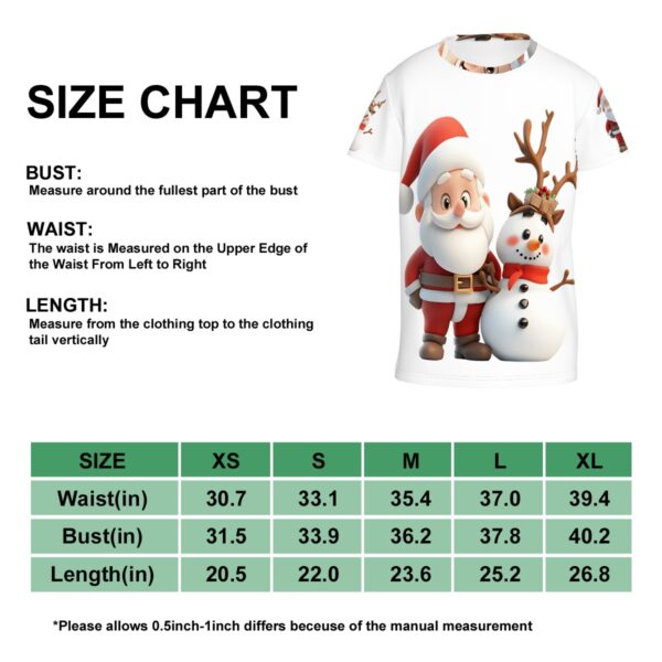 Cute Santa With Snowman T Shirts for Teens (Multifaceted Design) - Image 5