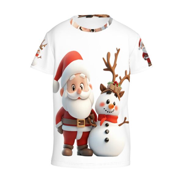 Cute Santa With Snowman T Shirts for Teens (Multifaceted Design) - Image 4