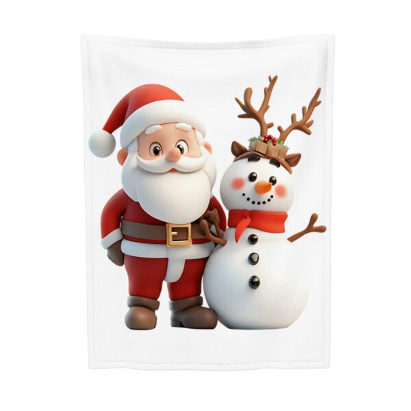 Cute Santa With Snowman Soft Plush Baby Blanket