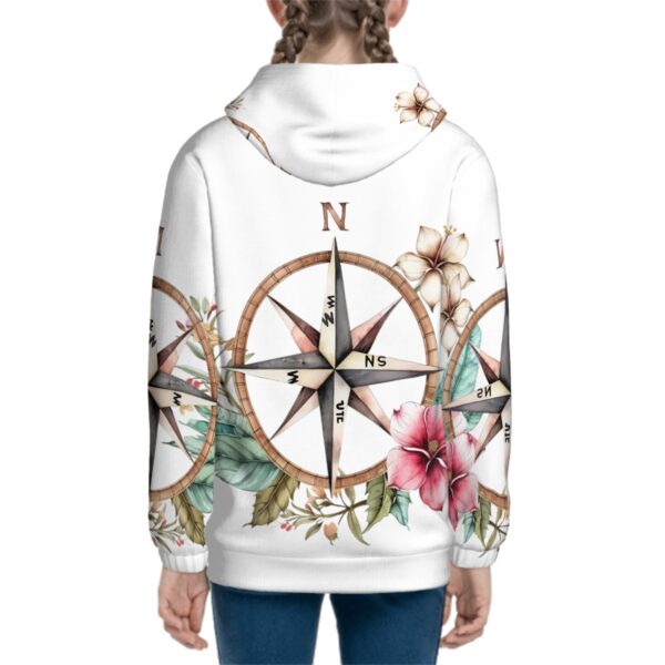 Floral Compass Teen Zip Up Hoodie (Without Cord) - Image 4