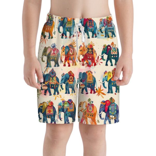 Boho Elephant Kids Swim Trunks - Image 8