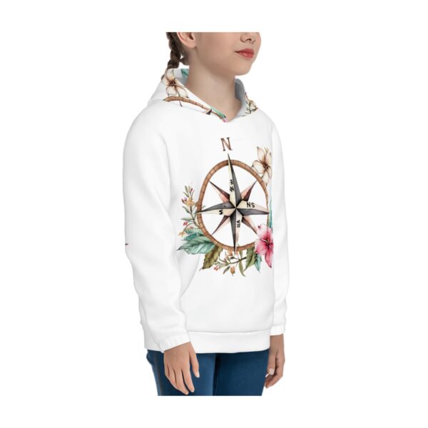 Floral Compass Hoodies for Teens No Hood Cord - Image 2