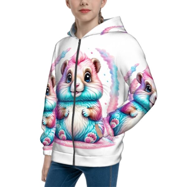 Colorful Bunny Teen Zip Up Hoodie (Without Cord) - Image 2