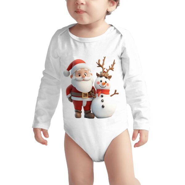 Cute Santa With Snowman Long Sleeve Onesies