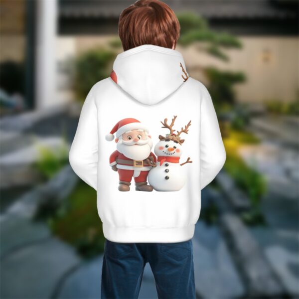 Cute Santa With Snowman Youth Hoodies - Image 3