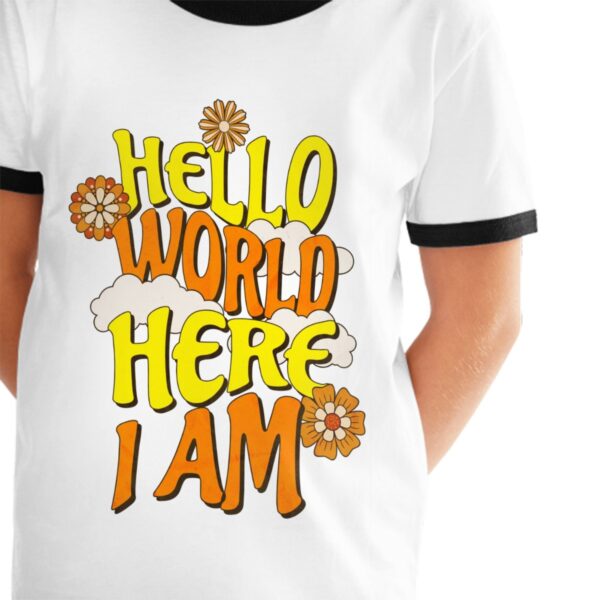 Hello World T Shirts for Teens with Black Border - Image 2