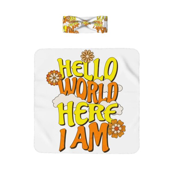 Hello World Baby Headbands & Swaddle Blanket Set