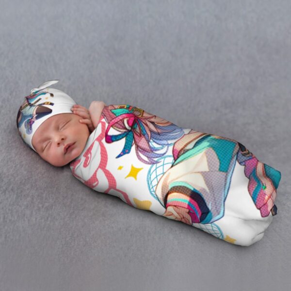 Stay Happy Baby Swaddle Blanket & Beanie Hat Set - Image 5