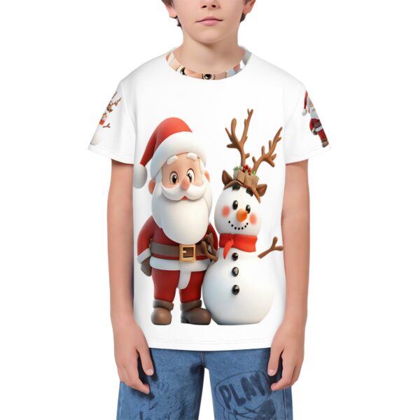 Cute Santa With Snowman T Shirts for Teens (Multifaceted Design)