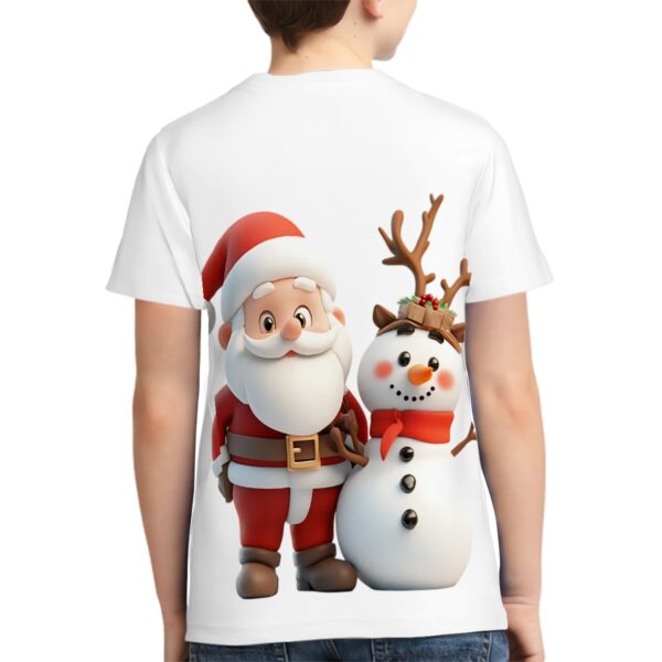 Cute Santa With Snowman T Shirts for Teens (Overall Design) - Image 4