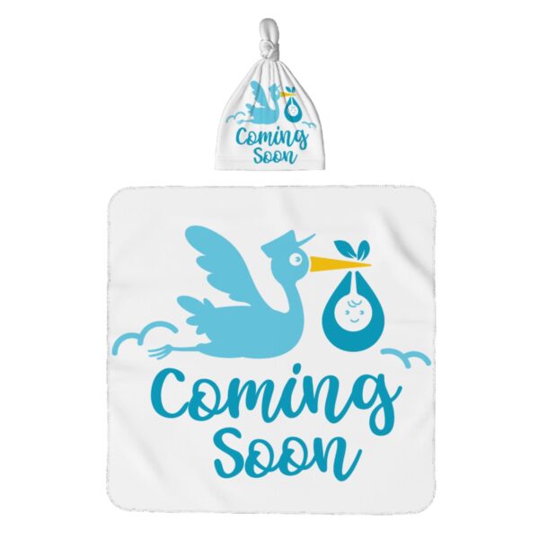 Baby Coming Soon Baby Swaddle Blanket & Beanie Hat Set